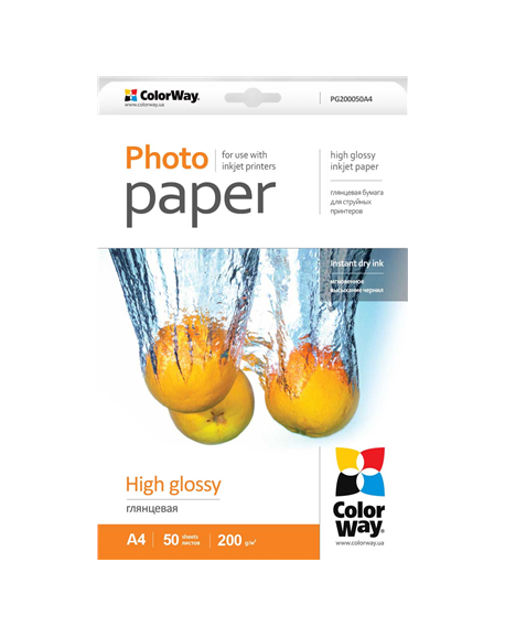 ColorWay High Glossy Photo Paper, 50 sheets, A4, 200 g/m²