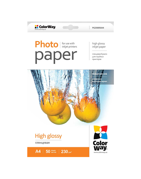 ColorWay High Glossy Photo Paper, 50 sheets, A4, 230 g/m²