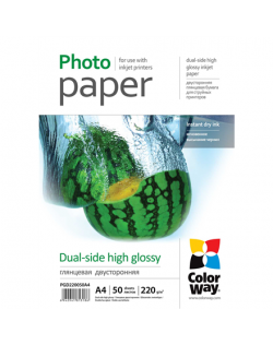 ColorWay High Glossy dual-side Photo Paper, 50 sheets, A4, 220 g/m²