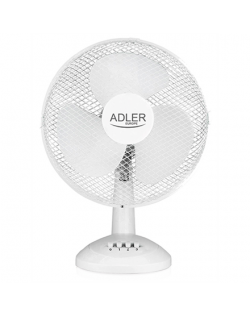 Adler AD 7303 Desk Fan, Number of speeds 3, 80 W, Oscillation, Diameter 30 cm, White