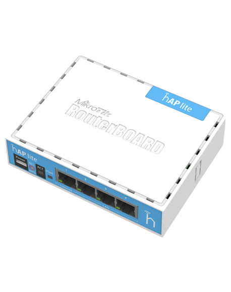 MikroTik hAP Lite Classic RB941-2nD 802.11n, 10/100 Mbit/s, Antenna type Internal, 1xUSB