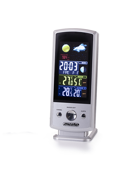 Mesko MS 1177 Weather station, White, Colorful Digital Display, Remote Sensor