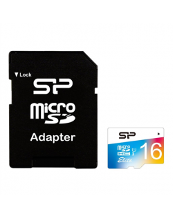 Silicon Power Elite UHS-1 Colorful 16 GB, MicroSDHC, Flash memory class 10, SD adapter