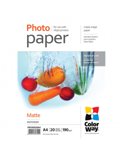 ColorWay Matte Photo Paper, 20 Sheets, A4, 190 g/m²