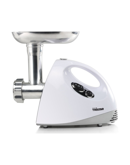 Tristar VM-4210 Meat Grinder White, 3 Stainless steel grinding plates, Aluminum grinder head, Aluminum hopper tray, Sausage stuf