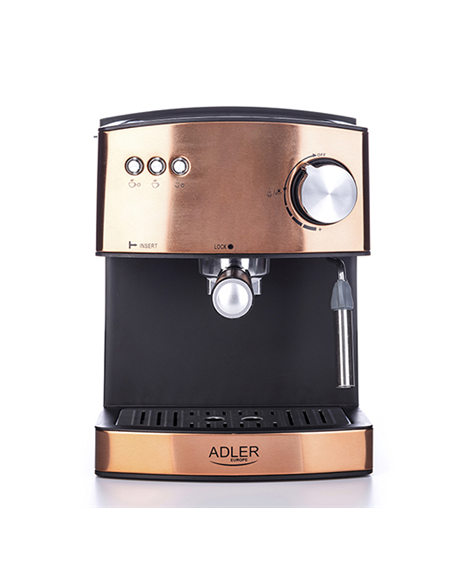Adler Espresso coffee machine AD 4404cr Pump pressure 15 bar, Built-in milk frother, Semi-automatic, 850 W, Cooper/ black