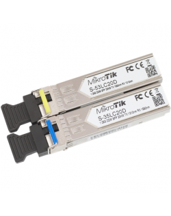 MikroTik Pair of SFP modules S-3553LC20D (S-35LC20D 1.25G SM 20km T1310nm/R1550nm + S-53LC20D 1.25G SM 20km T1550nm/R1310nm)