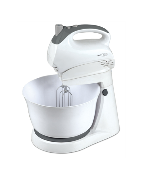 Adler Mixer AD 4202 Mixer with bowl, 300 W, Number of speeds 5, Turbo mode, White