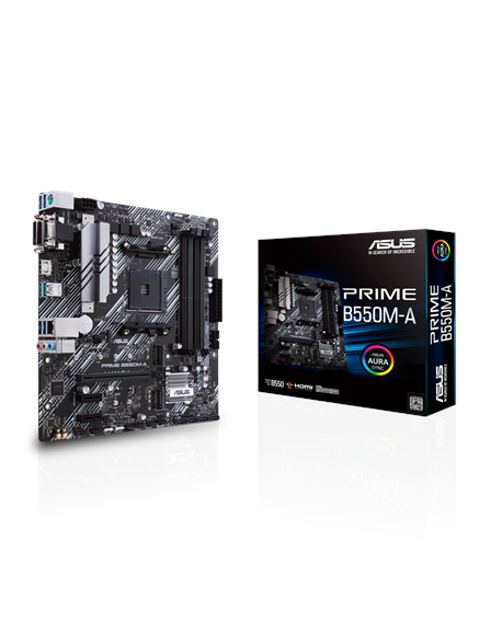 Asus PRIME B550M-A Processor family AMD, Processor socket AM4, DDR4, Memory slots 4, Supported hard disk drive interfaces M.2, S