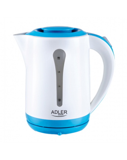 Kettle Adler AD 1244 Standard kettle, Plastic, White, 2000 W, 360° rotational base, 2.5 L
