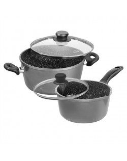 Stoneline Cooking Pot Set of 4 14461 2+2.5 L, 18/20 cm, Aluminium, Anthracite, Dishwasher proof, Lid included