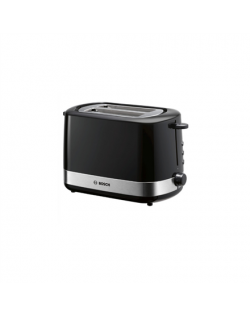 Bosch Toaster TAT7403 Power 800 W, Number of slots 2, Housing material Plastic, Black/Stainless steel