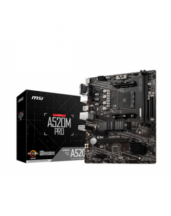 MSI A520M PRO Processor family AMD, Processor socket AM4, DDR4, Memory slots 2, Chipset AMD A, Micro ATX