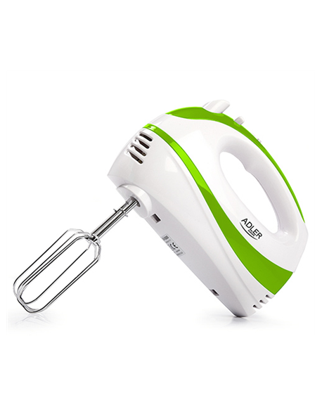 Adler Mixer AD 4205 g Hand Mixer, 300 W, Number of speeds 5, Turbo mode, White/Green