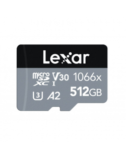 Lexar High-Performance 1066x UHS-I MicroSDXC, 512 GB, Flash memory class 10, Black/Grey, Class: A2 V30 U3, 120 MB/s, 160 MB/s
