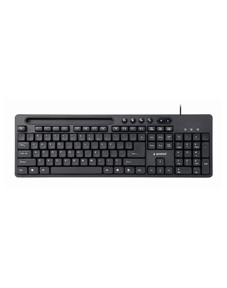 Gembird Multimedia keyboard with phone stand KB-UM-108 USB Keyboard, Wired, US, Black