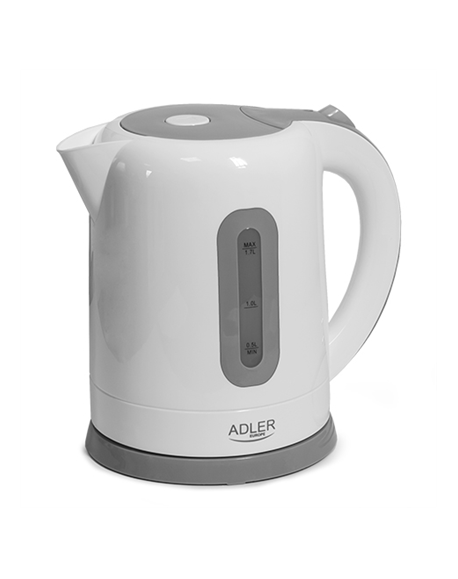 Adler Kettles AD 1234 Standard kettle, Plastic, White, 2200 W, 1.7 L, 360° rotational base
