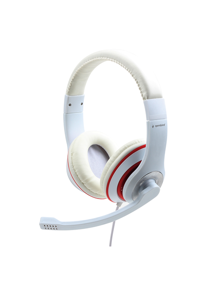 Gembird Stereo Headset MHS 03 WTRD White with Red Ring, Headset