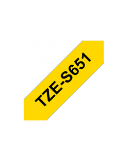 Brother TZe-S651 Strong Adhesive Laminated Tape Black on Yellow, TZe, 8 m, 2.4 cm
