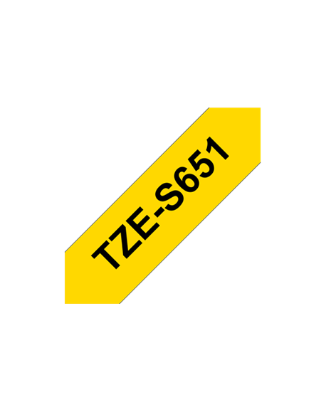 Brother TZe-S651 Strong Adhesive Laminated Tape Black on Yellow, TZe, 8 m, 2.4 cm