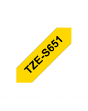 Brother TZe-S651 Strong Adhesive Laminated Tape Black on Yellow, TZe, 8 m, 2.4 cm