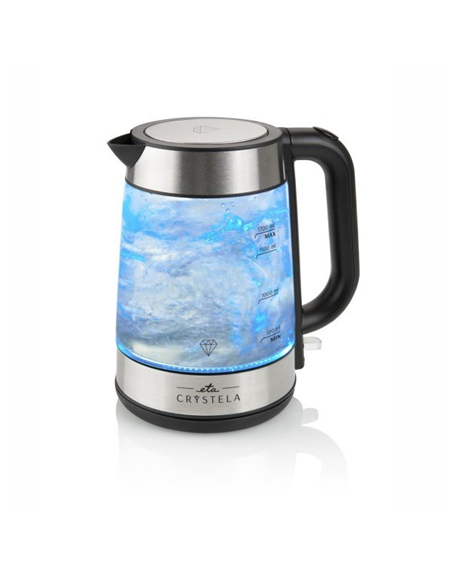 ETA ETA615390000 Standard kettle, Glass, Stainless steel/Black, 2200 W, 360° rotational base, 1.7 L