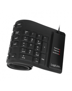 Logilink Flexible waterproof Keyboard USB + PS/2 ID0019A Wired, USB Type A male, German (QWERTZ), Black
