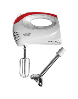 Adler Mixer AD 4212 Hand Mixer, 300 W, Number of speeds 5, Turbo mode, White