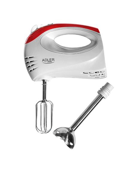Adler Mixer AD 4212 Hand Mixer, 300 W, Number of speeds 5, Turbo mode, White