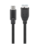 Goobay 67995 USB-C to micro-B 3.0 cable Round cable, SuperSpeed data transfer - The USB-C cable supports data transfer rates up to 5 Gbps - 10 times faster than USB 2.0 Quick charge function - USB-C charging cable for super-fast synchronisation and charging of USB-C enabled devices with a power of up to 15 W., 0.6 m, USB-C (male), micro-B 3.0, Black