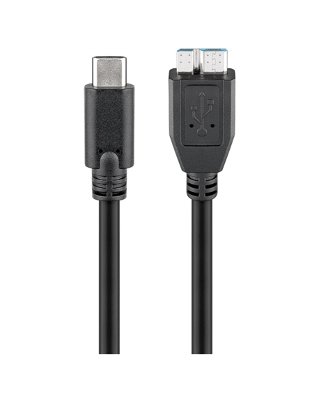 Goobay 67995 USB-C to micro-B 3.0 cable Round cable, SuperSpeed data transfer - The USB-C cable supports data transfer rates up 