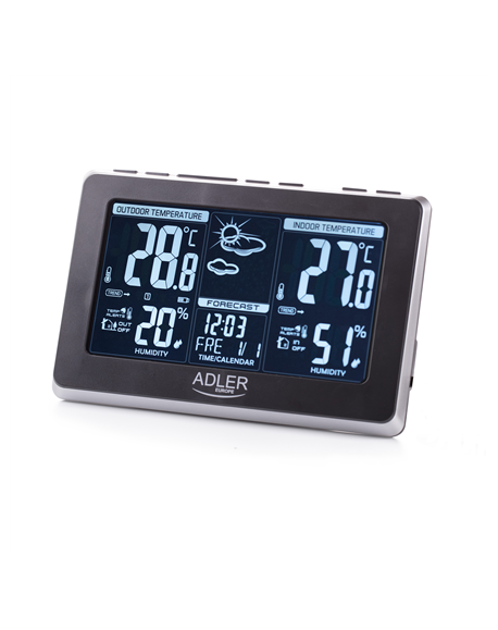 Adler Weather station AD 1175 Black, White Digital Display, Remote Sensor