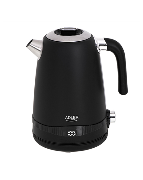 Adler Kettle AD 1295b Electric, 2200 W, 1.7 L, Stainless steel, 360° rotational base, Black