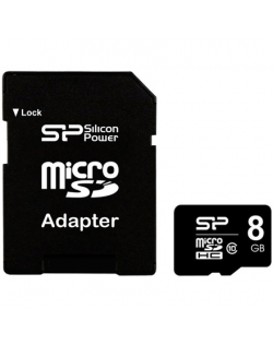 Silicon Power 8 GB, MicroSDHC, Flash memory class 10, SD adapter