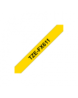 Brother TZe-FX611 Flexible ID Laminated Tape Black on Yellow, TZe, 8 m, 6 mm