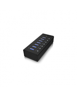 Raidsonic 7-port hub with USB Type-A interface and 1x charging port IB-AC618 Black
