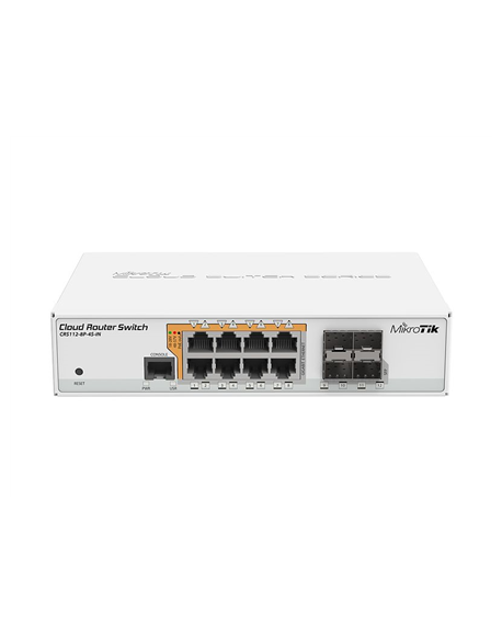 MikroTik Cloud Router Switch CRS112-8P-4S-IN SFP ports quantity 4, Desktop, Dual Power Suply: 28V 3.4V included. (Optional addit