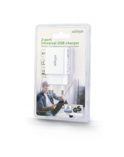Gembird 2-port universal USB charger EG-U2C2A-03-W White