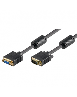 Goobay Full HD SVGA monitor extension cable, gold-plated VGA cable, Black, 15 m