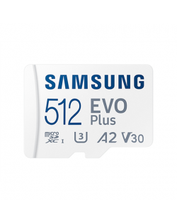 Samsung microSD Card EVO PLUS 512 GB, MicroSDXC, Flash memory class 10, SD adapter