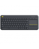 Logitech K400 Plus Wireless Touch Keyboard, Wireless, Keyboard layout QWERTY, USB port, Wireless connection Logitech 2.4 GHz Wireless Technology, Wireless range: 10 m (33 ft.), Black, Dutch, 380 g