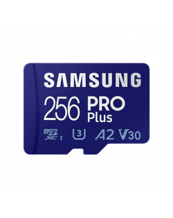 Samsung PRO PLUS UHS-I 256 GB, microSDXC Memory Card, Flash memory class U3, V30, A2, SD adapter