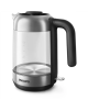 Philips Kettle HD9339/80 Electric, 2200 W, 1.7 L, Stainless steel/Glass, 360° rotational base, Black/Silver