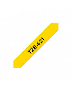 Brother TZe-621 Laminated Tape Black on Yellow, TZe, 9 mm, 8 m