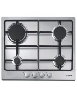 Candy Gas Hob CPG64SWPX Gas, Number of burners/cooking zones 4, Knob, Black/Silver
