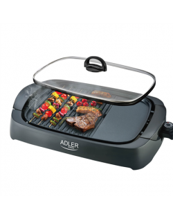 Adler Electric Grill AD 6610 Table, 3000 W, Black, Glass lid