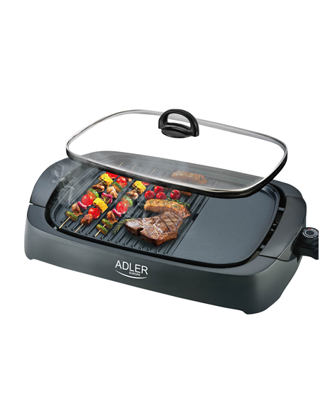 Adler Electric Grill AD 6610 Table, 3000 W, Black, Glass lid