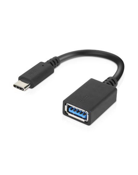 Lenovo 0.14 m, Black, USB-C to USB-A Adapter