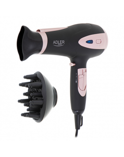 Adler Hair Dryer AD 2248b ION 2200 W, Number of temperature settings 3, Ionic function, Diffuser nozzle, Black/Pink