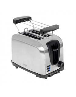 Adler Toaster AD 3222 Power 700 W, Number of slots 2, Housing material Stainless steel, Silver